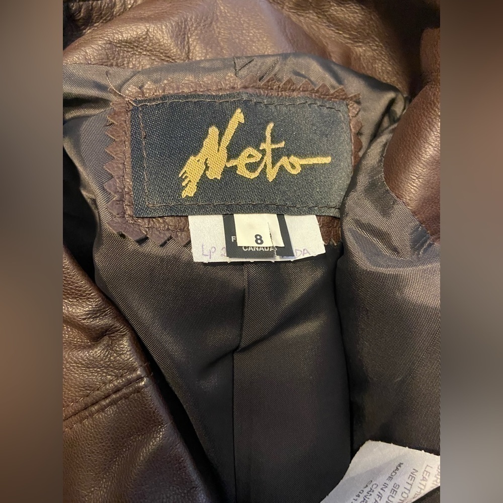 VINTAGE Neto French Laundry Genuine Lambskin Leather High Waisted Bootcut Pant 8 - Picture 7 of 8